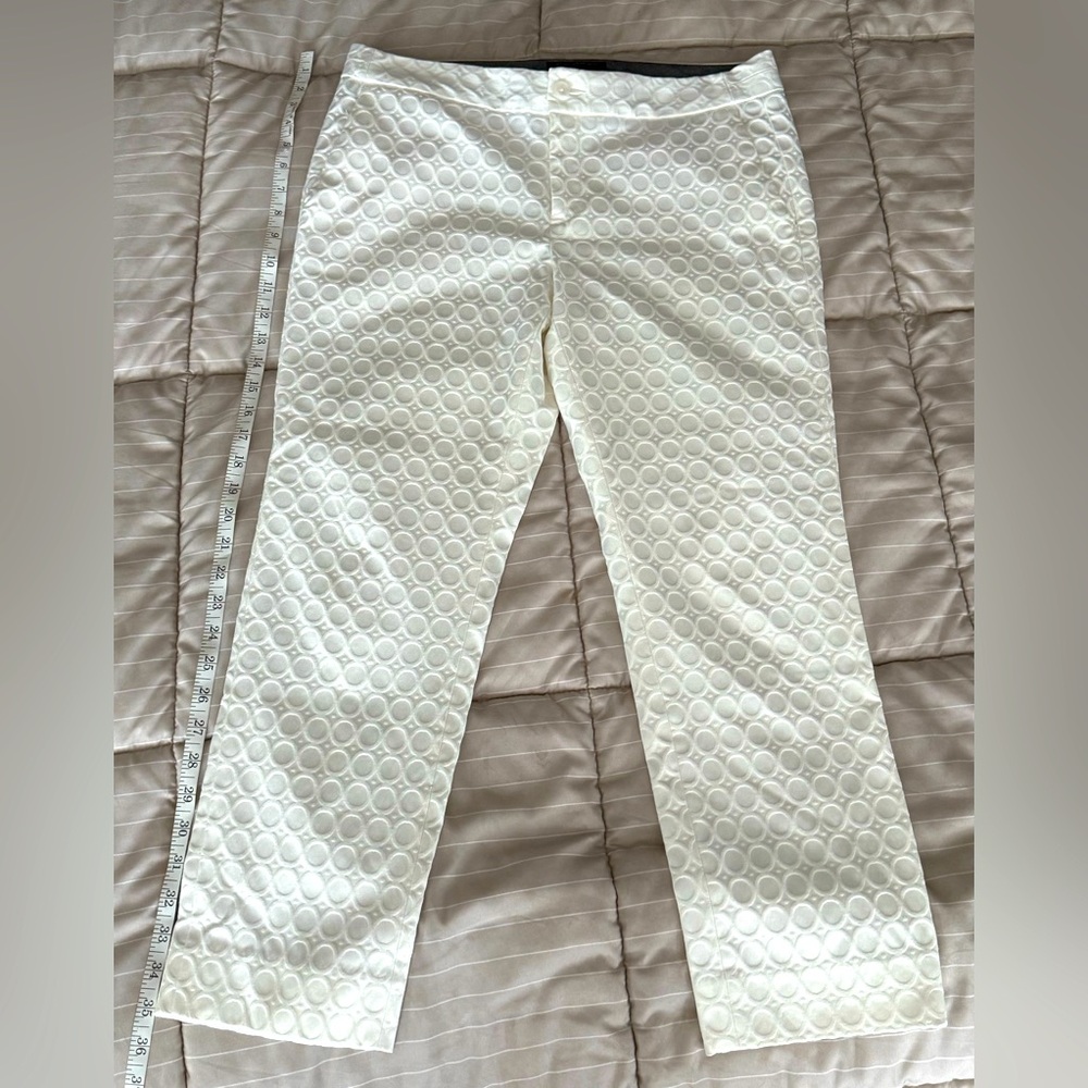Banana Republic Hampton Fit Off White Textured Cropped Pant 8 geometric summer